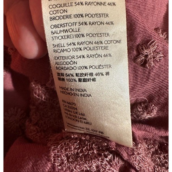 Anthropologie Pilcro Jolie Pintuck Blouse In Mauve Pink Embroidery Boho XL - Picture 10 of 14